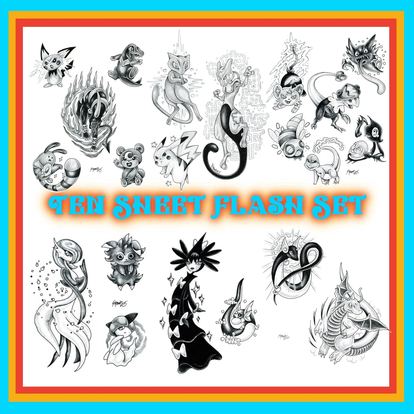 10 Sheet Bundle Pokemon Flash Prints 11x14"