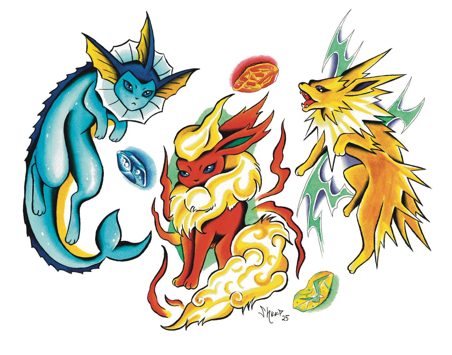 Eeveelution Pokemon 3 Print Set 11x14"
