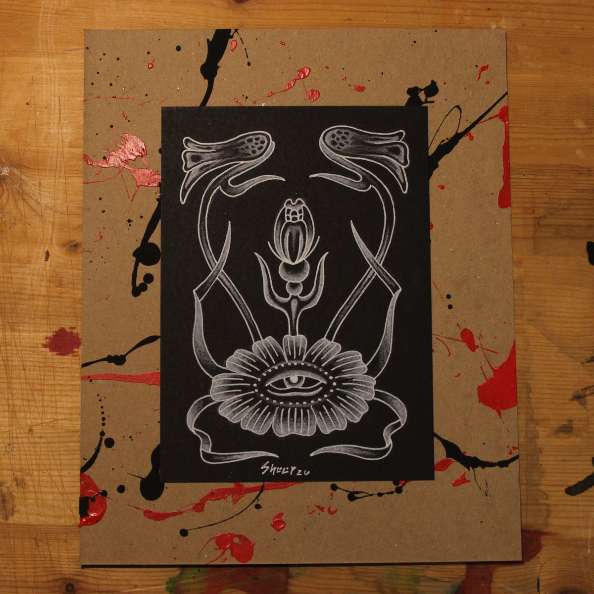 The Other Inverted Flower Original Drawing 5x7"