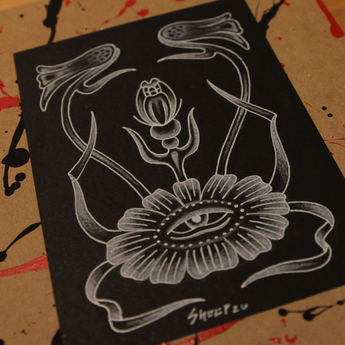 The Other Inverted Flower Original Drawing 5x7"