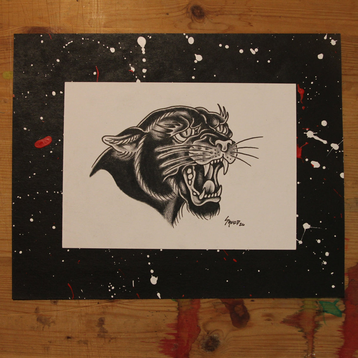 Big Cat Original Drawing 5x7"
