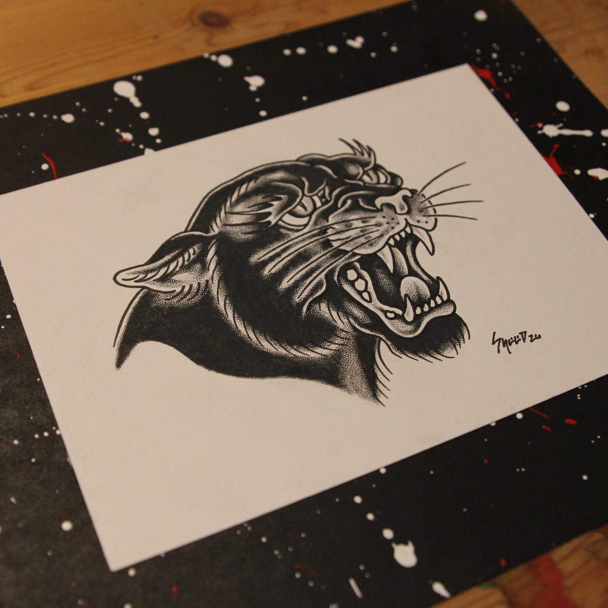 Big Cat Original Drawing 5x7"