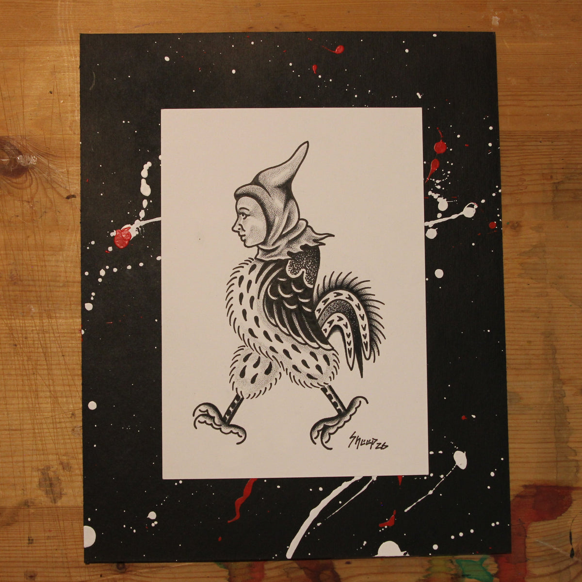 Bird Boy Original Drawing 5x7"