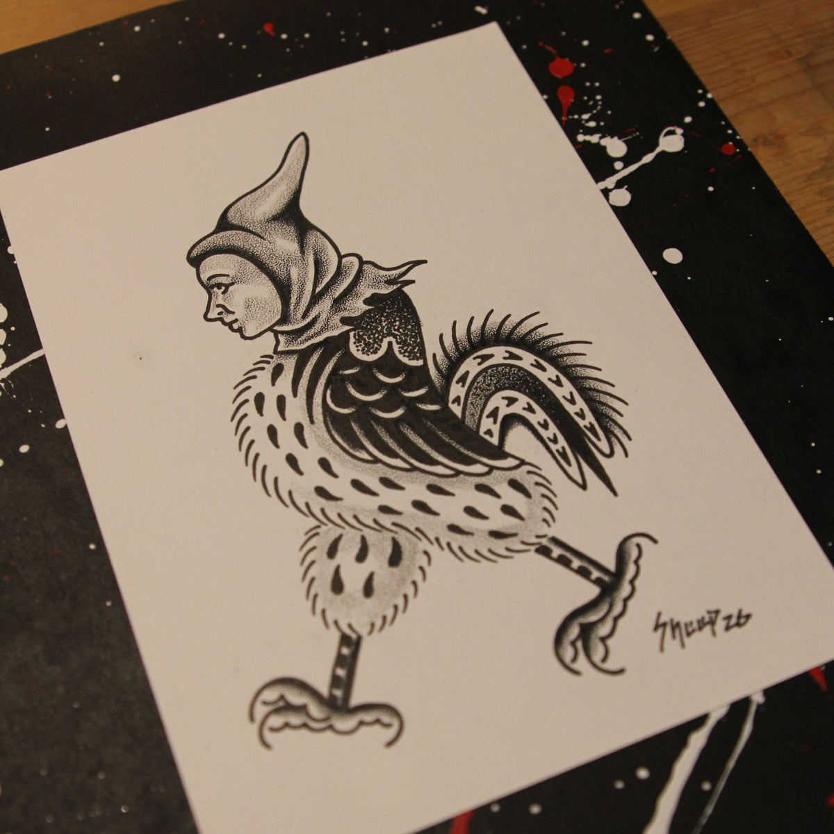 Bird Boy Original Drawing 5x7"