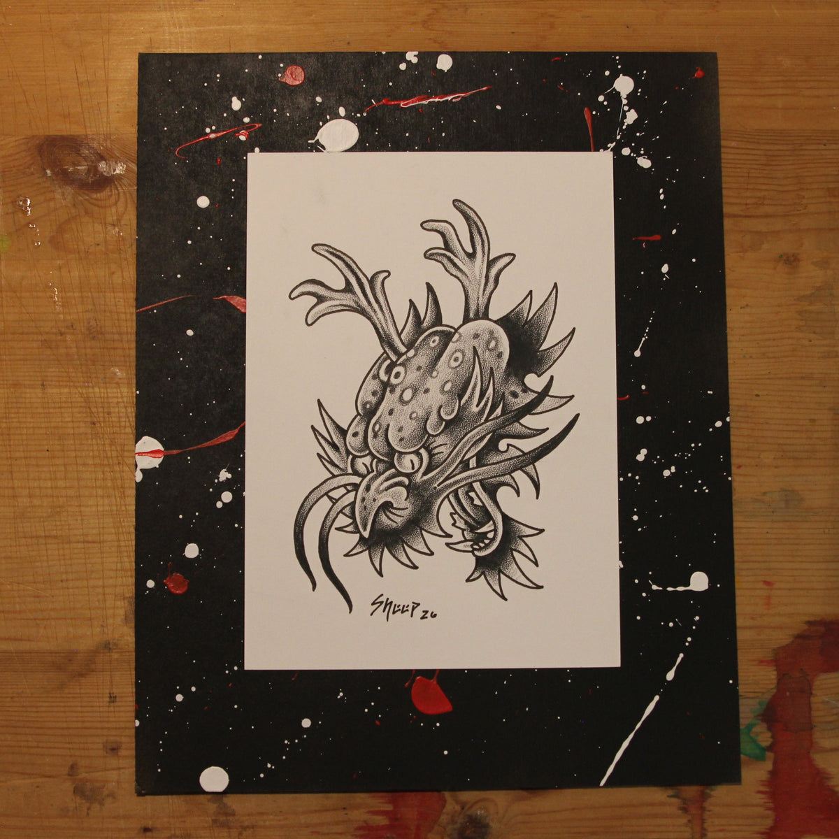 Dragon Original Drawing 5x7"