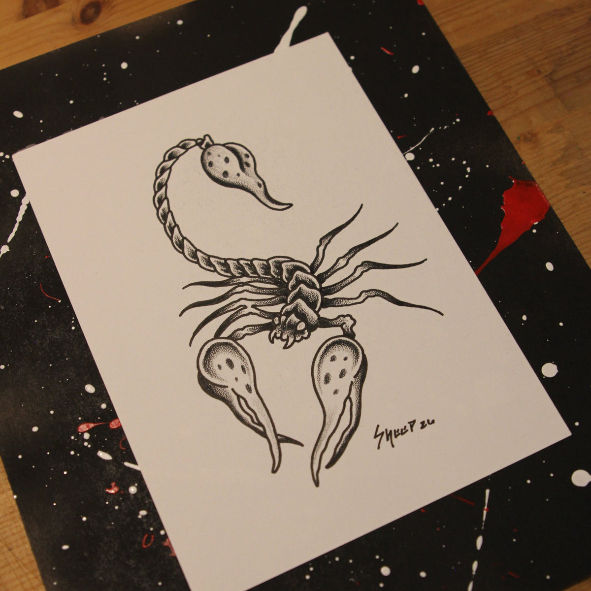 Scorpion Original Drawing 5x7"